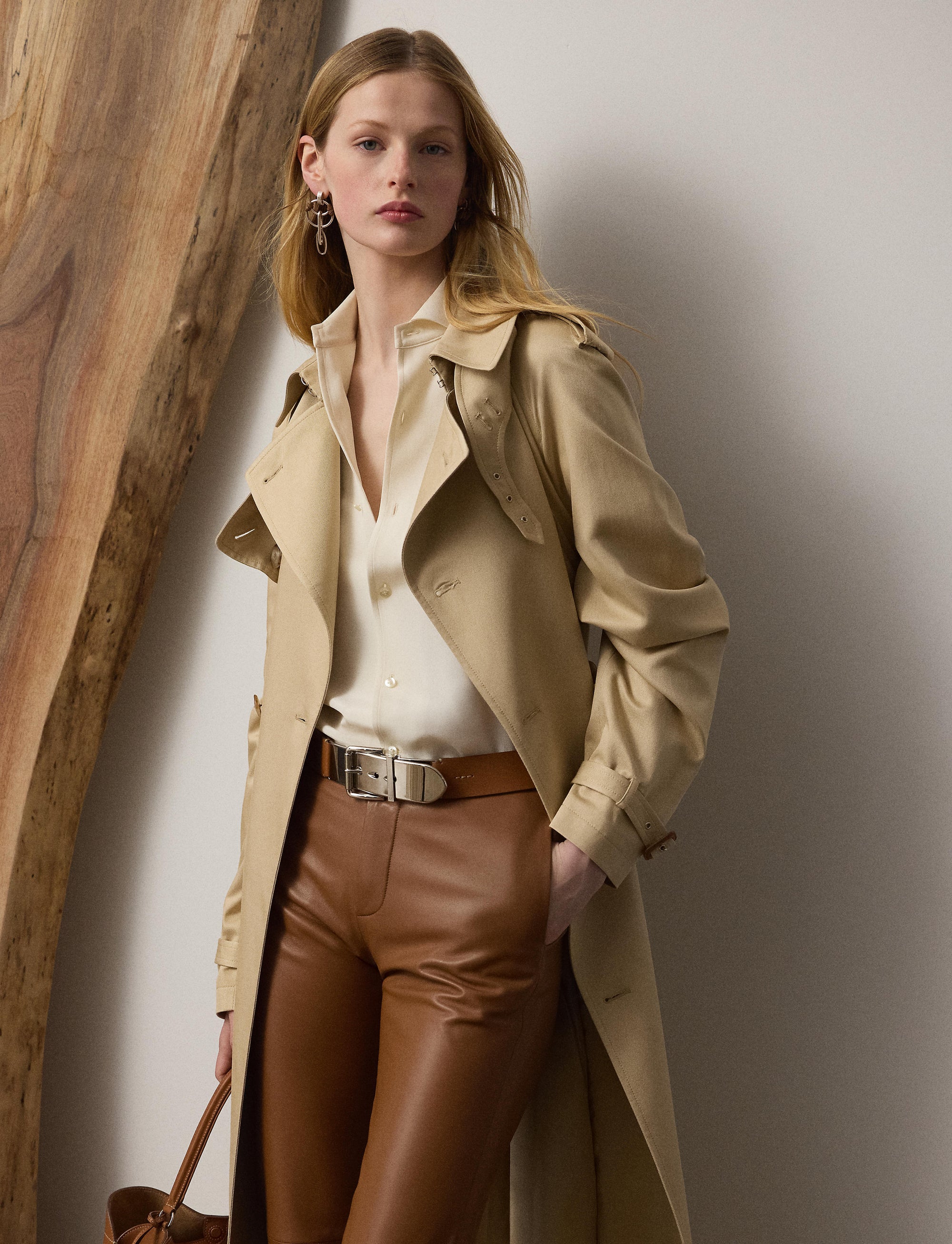Trench-coat Alecia en soie - Light Tan