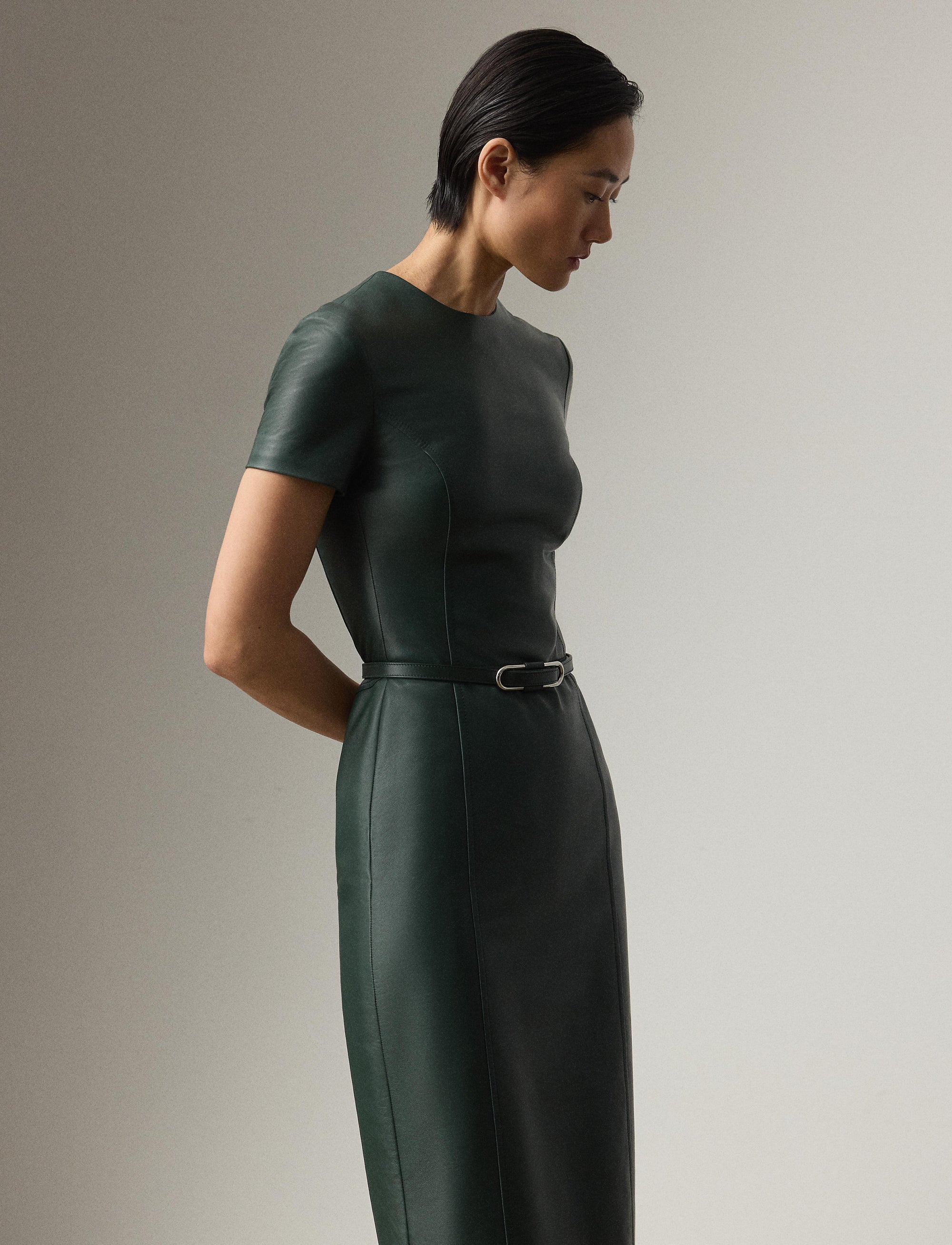 Robe Bethanne en cuir - Dark Racing Green