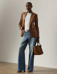 Veste Camden en cuir - Light Toffee