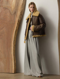 Manteau Reymond à double boutonnage en laine - Dark Toffee & Nutmeg