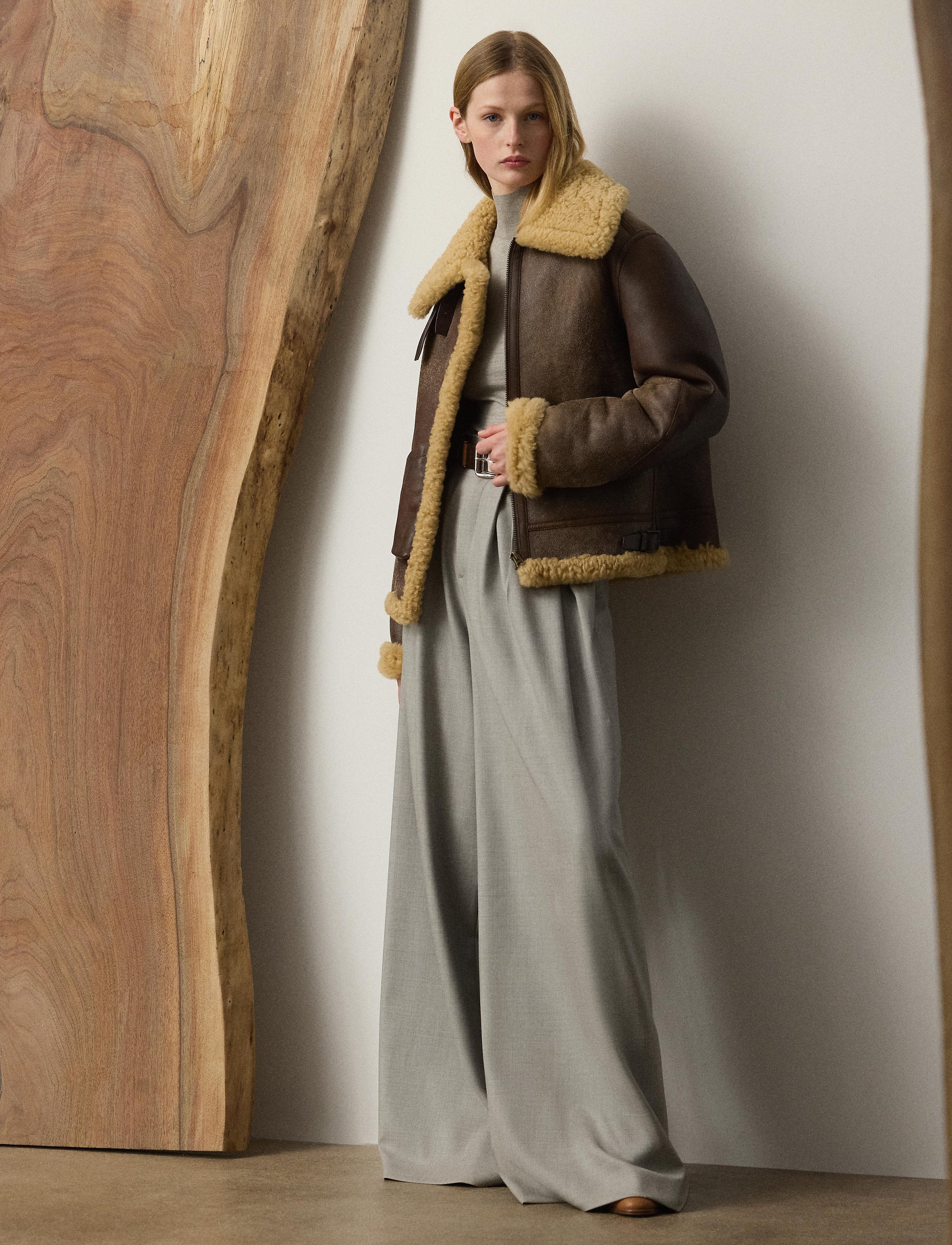 Manteau Reymond à double boutonnage en laine - Dark Toffee & Nutmeg