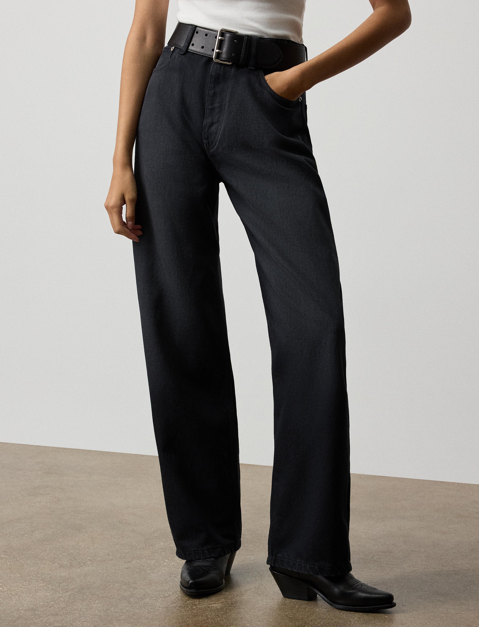 Pantalon droit taille haute - Noir