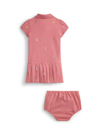 Stretch piqué polo dress - Faded Peony
