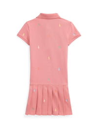 Stretch piqué polo dress - Faded Peony
