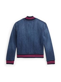 Veste de baseball à logo en denim - Palmiste Wash