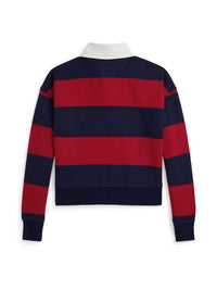 Chemise de rugby rayée en molleton de coton - Ralph Red & Refined Navy