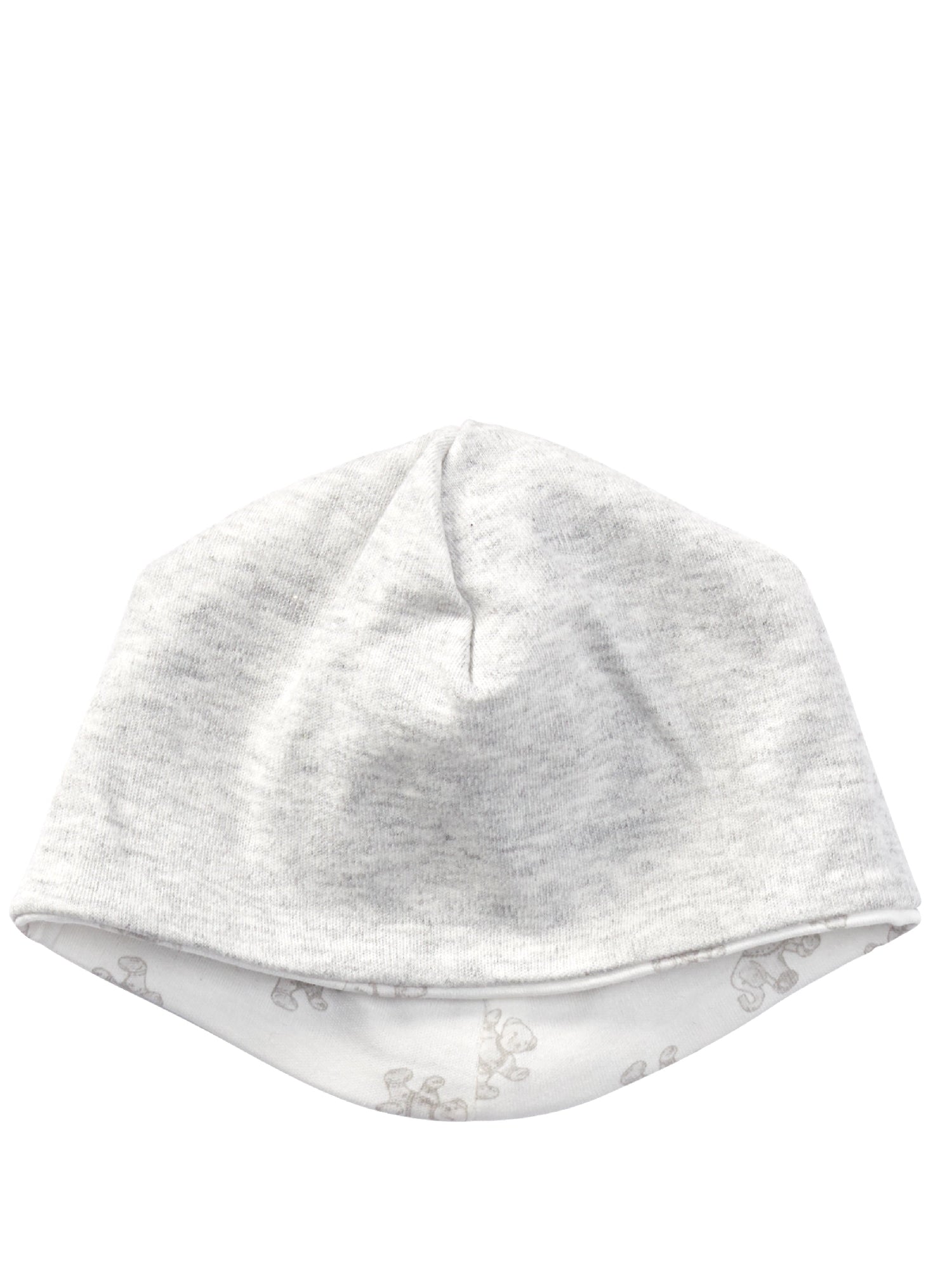 Bonnet réversible motif oursons en coton - Paper White & Multicolore