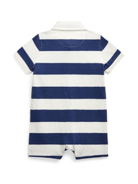 Combishort rugby en coton rayé - Light Navy & Multicolore