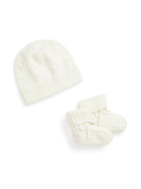 Bonnet et chaussons en cachemire - Warm White