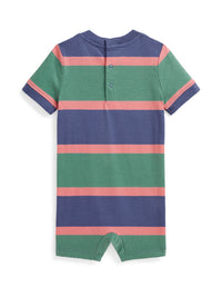 Combishort rayé en jersey de coton - Fairway Green & Multicolore