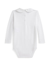 Body à col brodé en coton - White