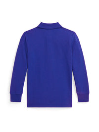 Long-sleeved pique polo shirt - Classic Azure