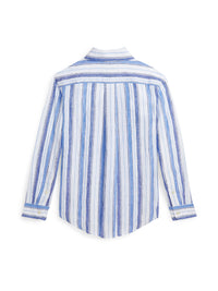 Chemise écossaise en lin - White, Blue & Multicolore