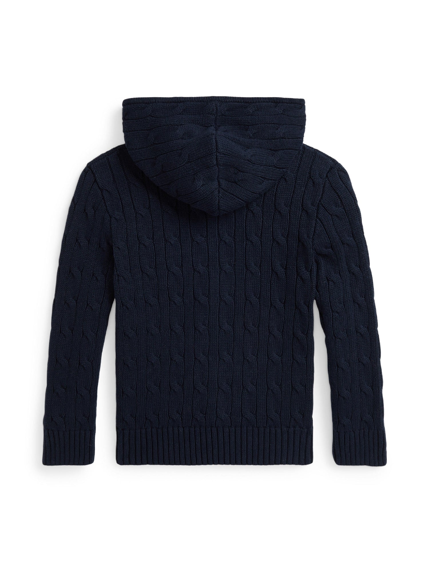 Pull torsadé et zippé à capuche en coton - Navy