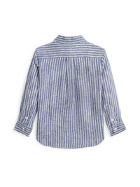 Chemise rayée en lin - Newport Navy & White