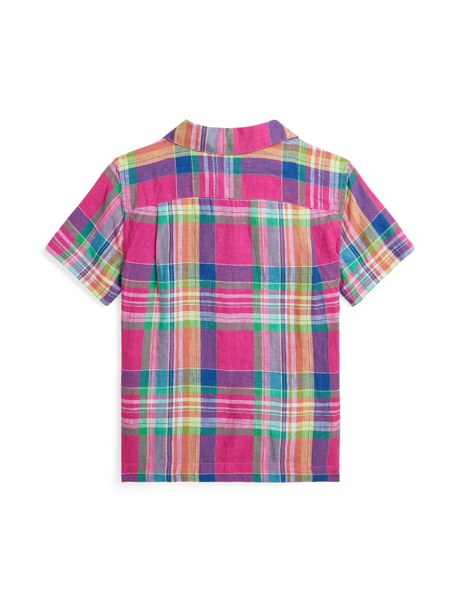 Chemise safari écossaise en lin  - Pink, Blue & Multicolore