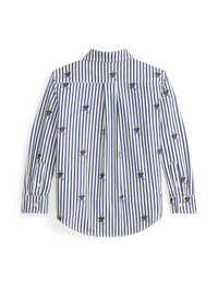 Chemise rayée Polo Bear en popeline coton - Bear, Navy & White