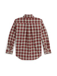Chemise écossaise en popeline de coton - Cream, Red & Multicolore