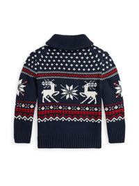 Cotton blend shawl collar jumper - Navy Combo