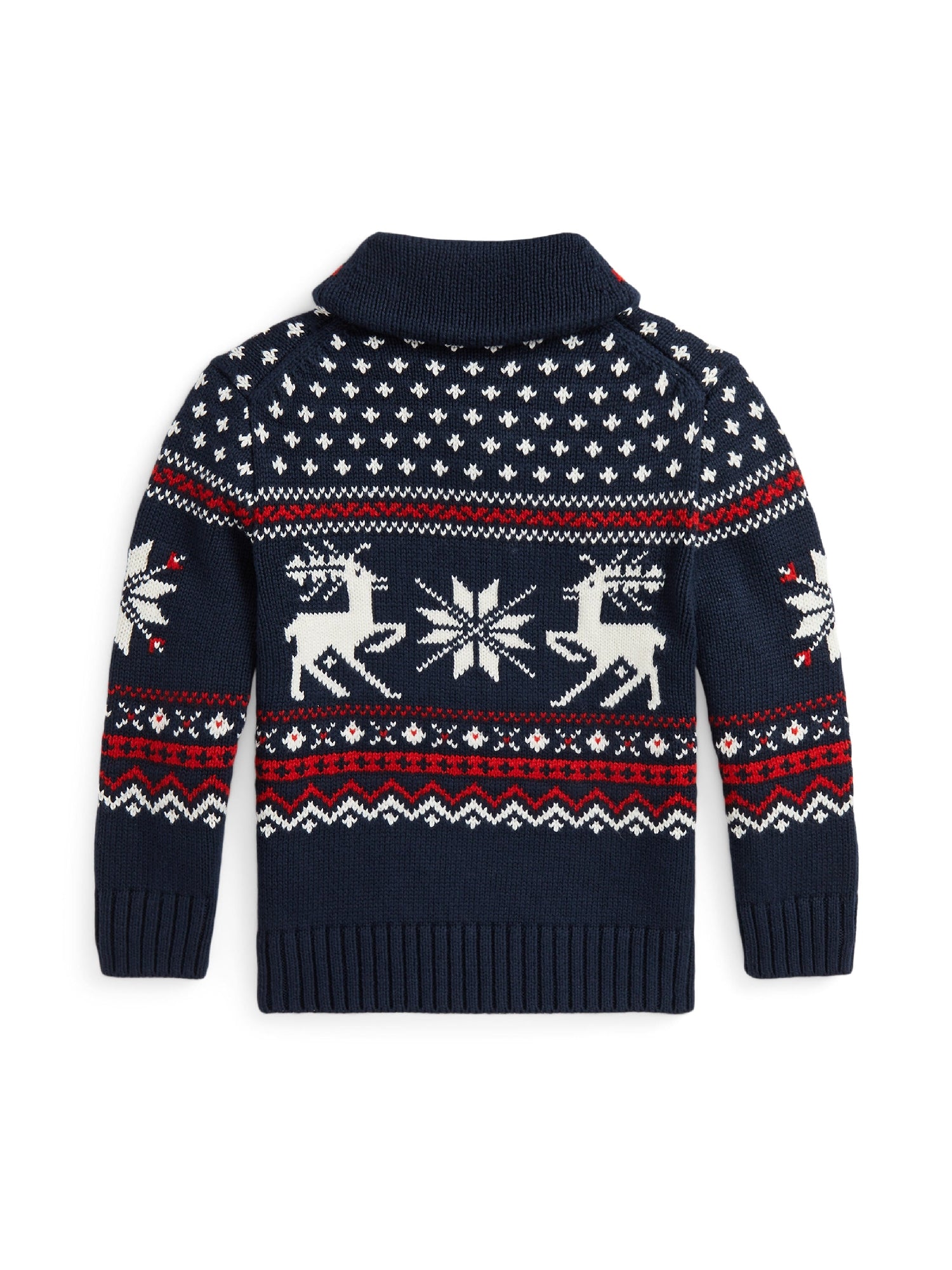 Cotton blend shawl collar jumper - Navy Combo