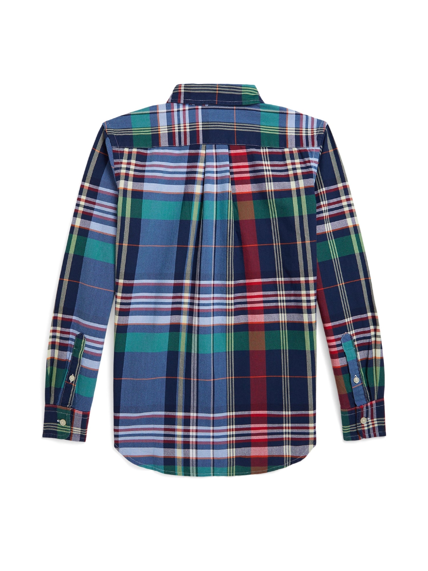 Cotton tartan oxford shirt - Blue Red & Multicolour