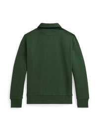 Sweat col polo à motif écossais - Bottle Green