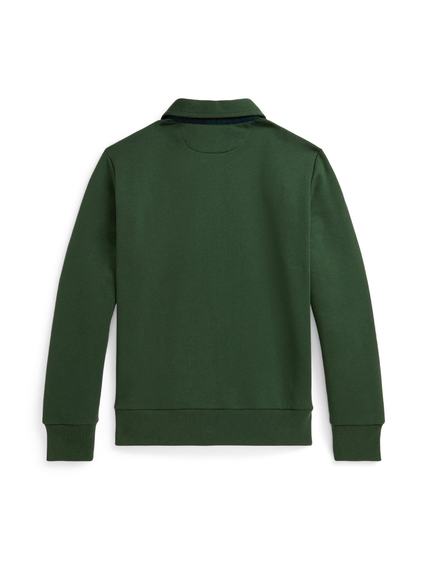 Sweat col polo à motif écossais - Bottle Green