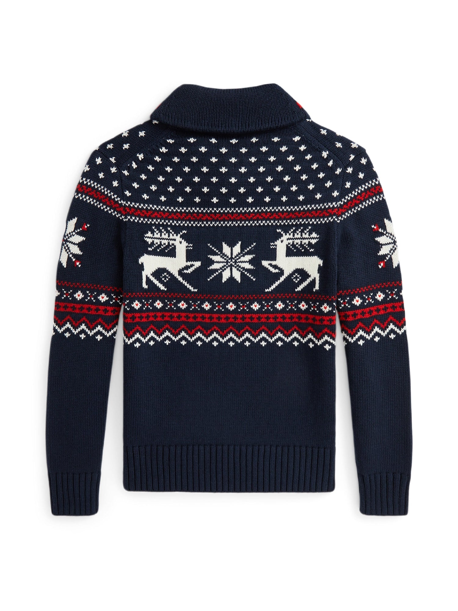 Reindeer shawl collar jumper - Navy Combo