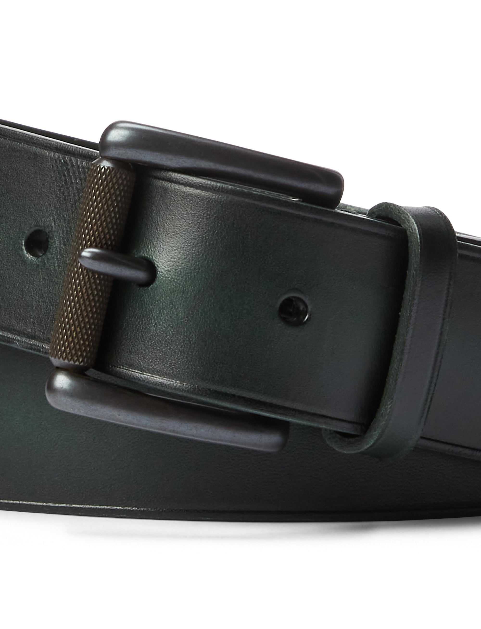 Ceinture à boucle rouleau en cuir - Racing Green