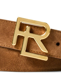 Ceinture à boucle RL en daim - Chestnut Brown
