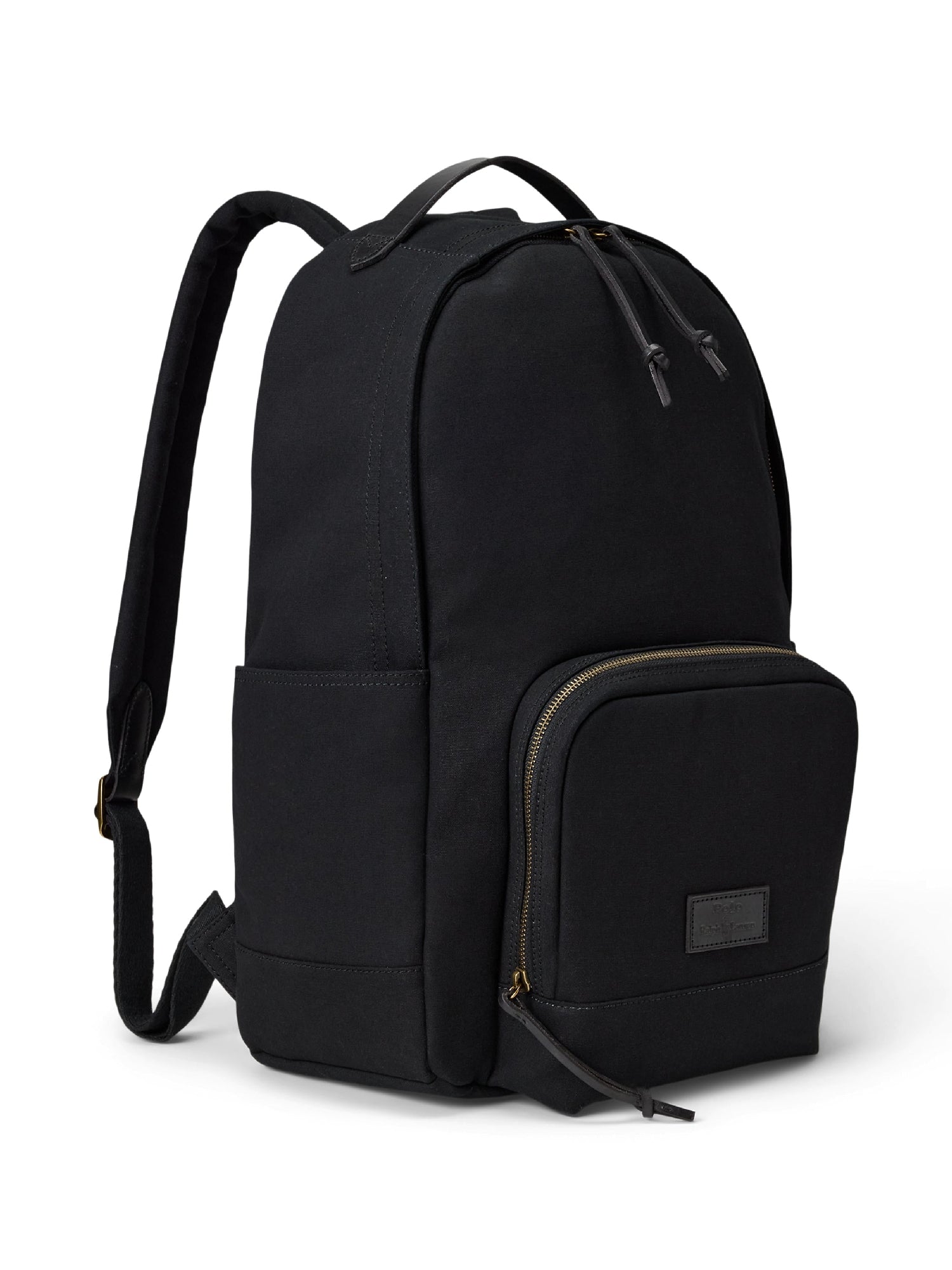 Sac à dos en toile bordé de cuir - Black & Black