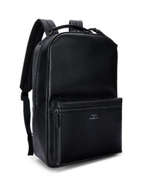 Sac à dos à poche zippée en cuir - Noir