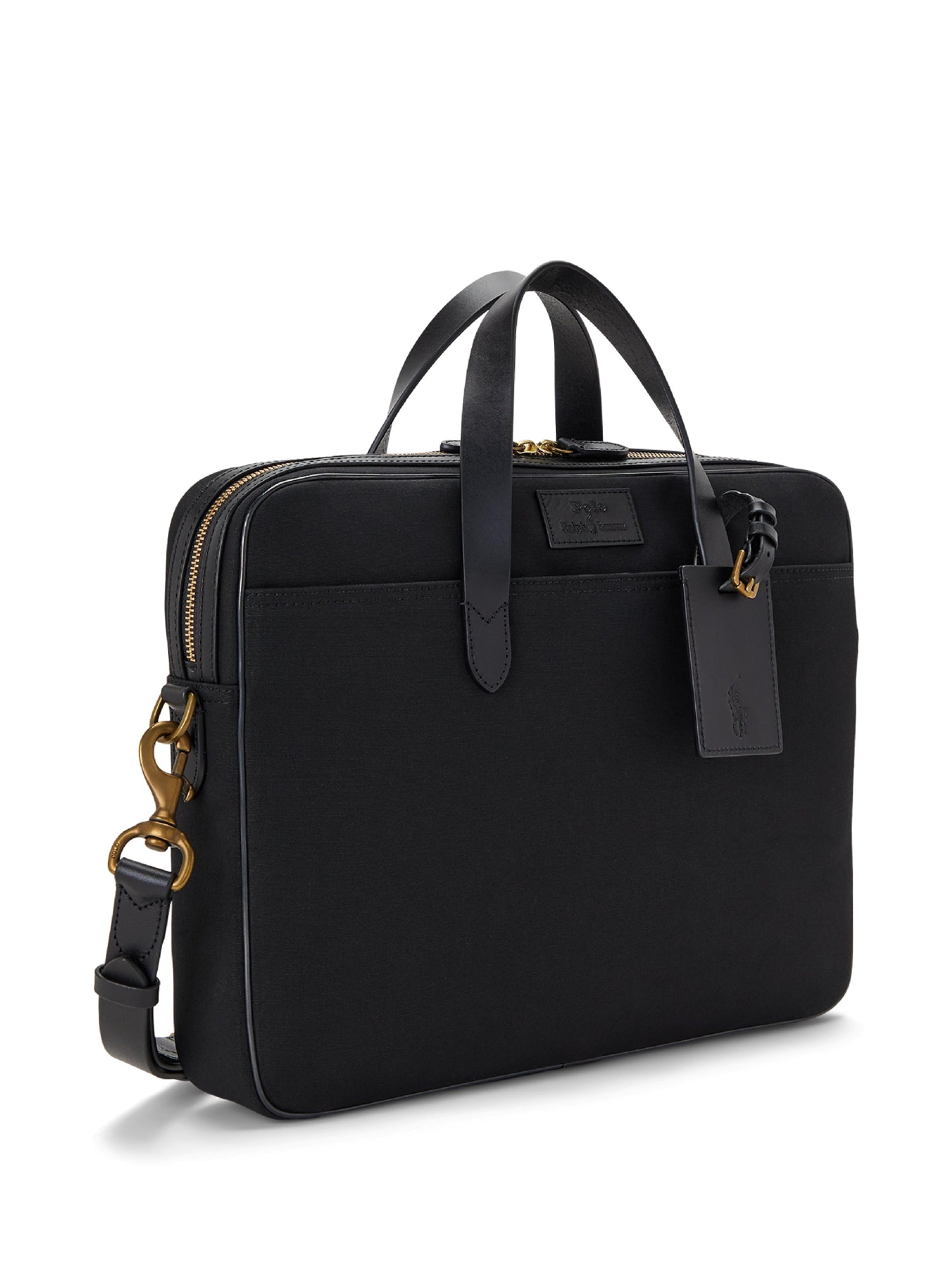 Canvas bag with leather trim - Black & Black