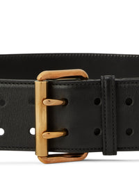 Ceinture à double ardillon en cuir - Black