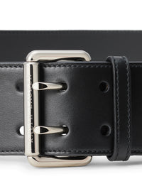 Ceinture à double ardillon en cuir - Black