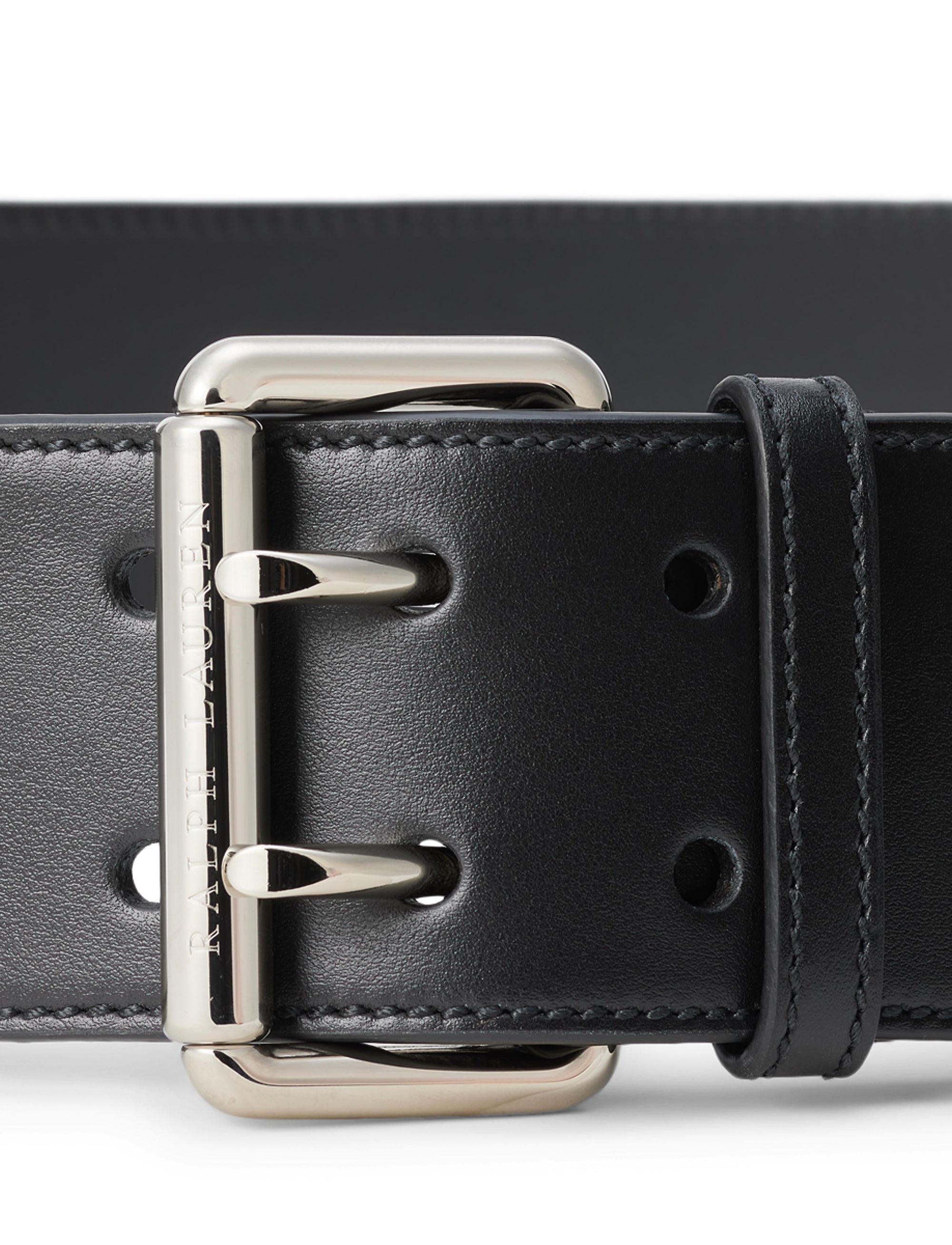 Ceinture à double ardillon en cuir - Black
