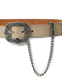 Ceinture à boucle et chaîne en cuir - Mineral
