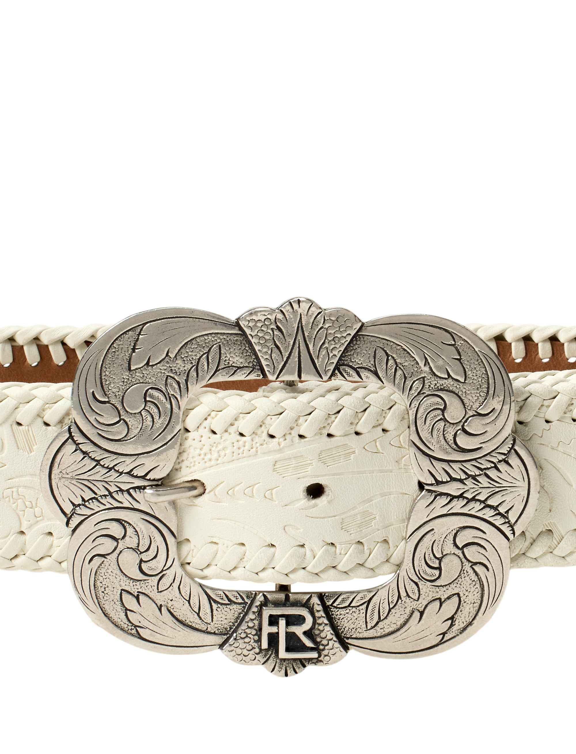 Ceinture à boucle en cuir gauffré - Lux Cream