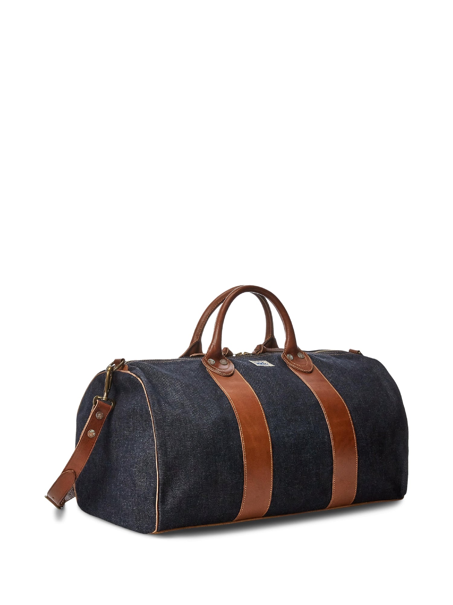 Sac de voyage en denim bordé de cuir - Indigo