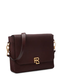 RL messenger bag in chagrin leather - Luggage Brown