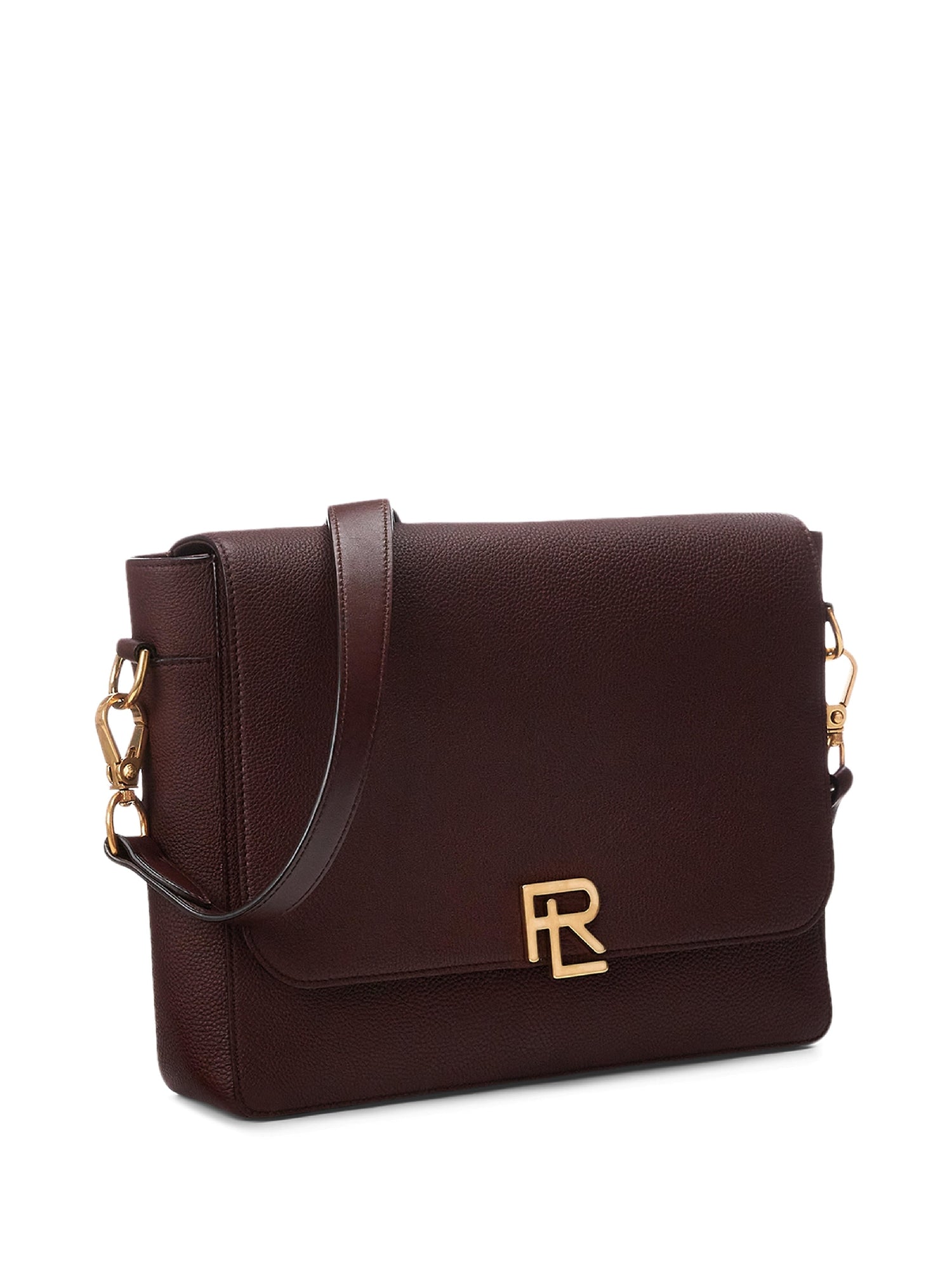 RL messenger bag in chagrin leather - Luggage Brown