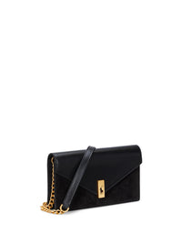 Portefeuille à bandoulière Polo ID en daim et cuir - Black
