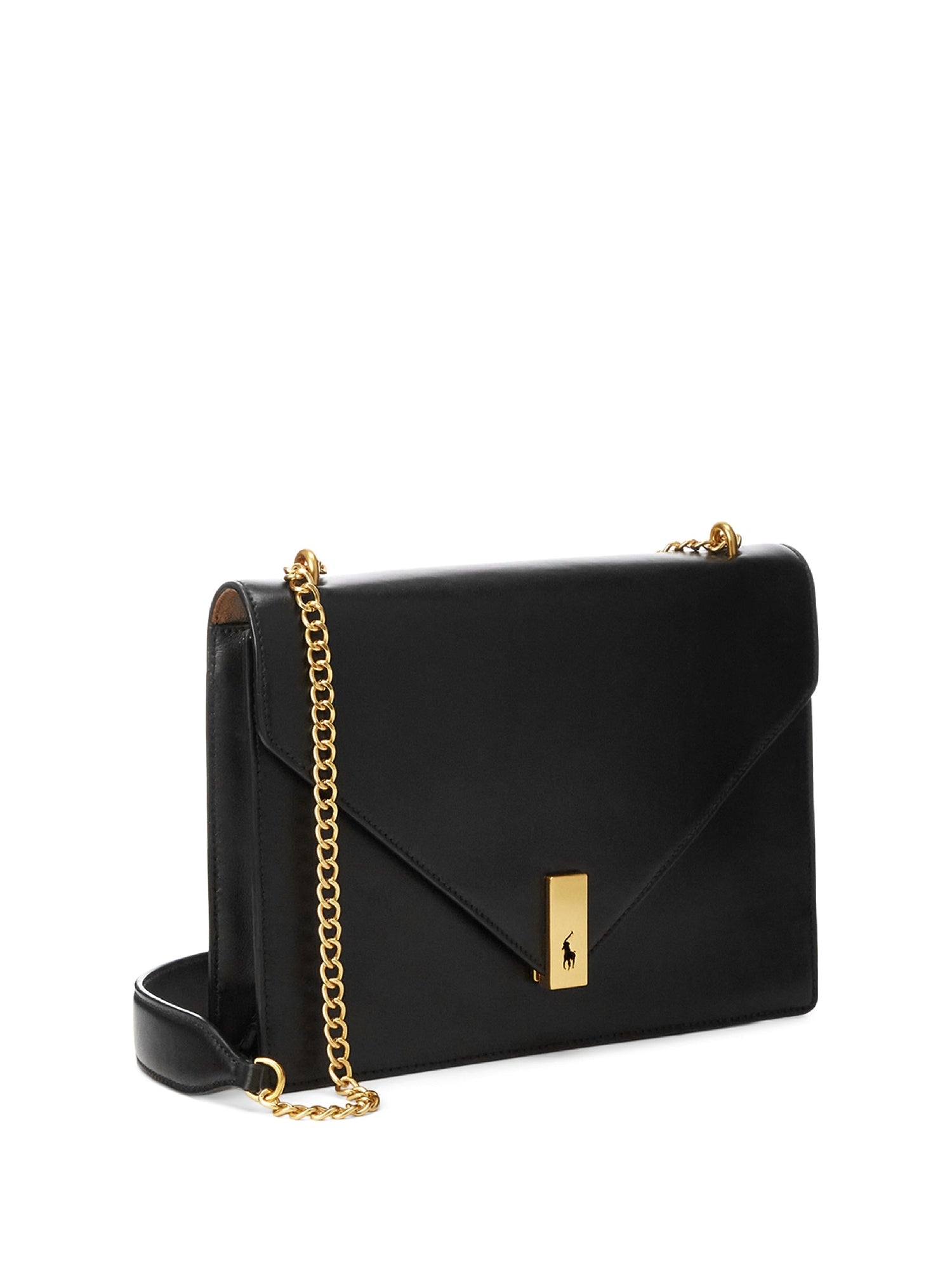 Pochette Polo ID en cuir à chaîne - Black