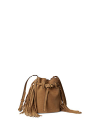Petit sac seau Bellport frangé en daim - Maple