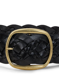 Ceinture à deux tresses en cuir - Black