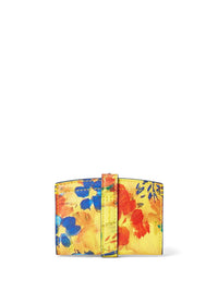 Porte-cartes à motif fleuri en cuir - Multicolore