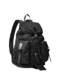 Sac à dos en sergé bordé de cuir - Black