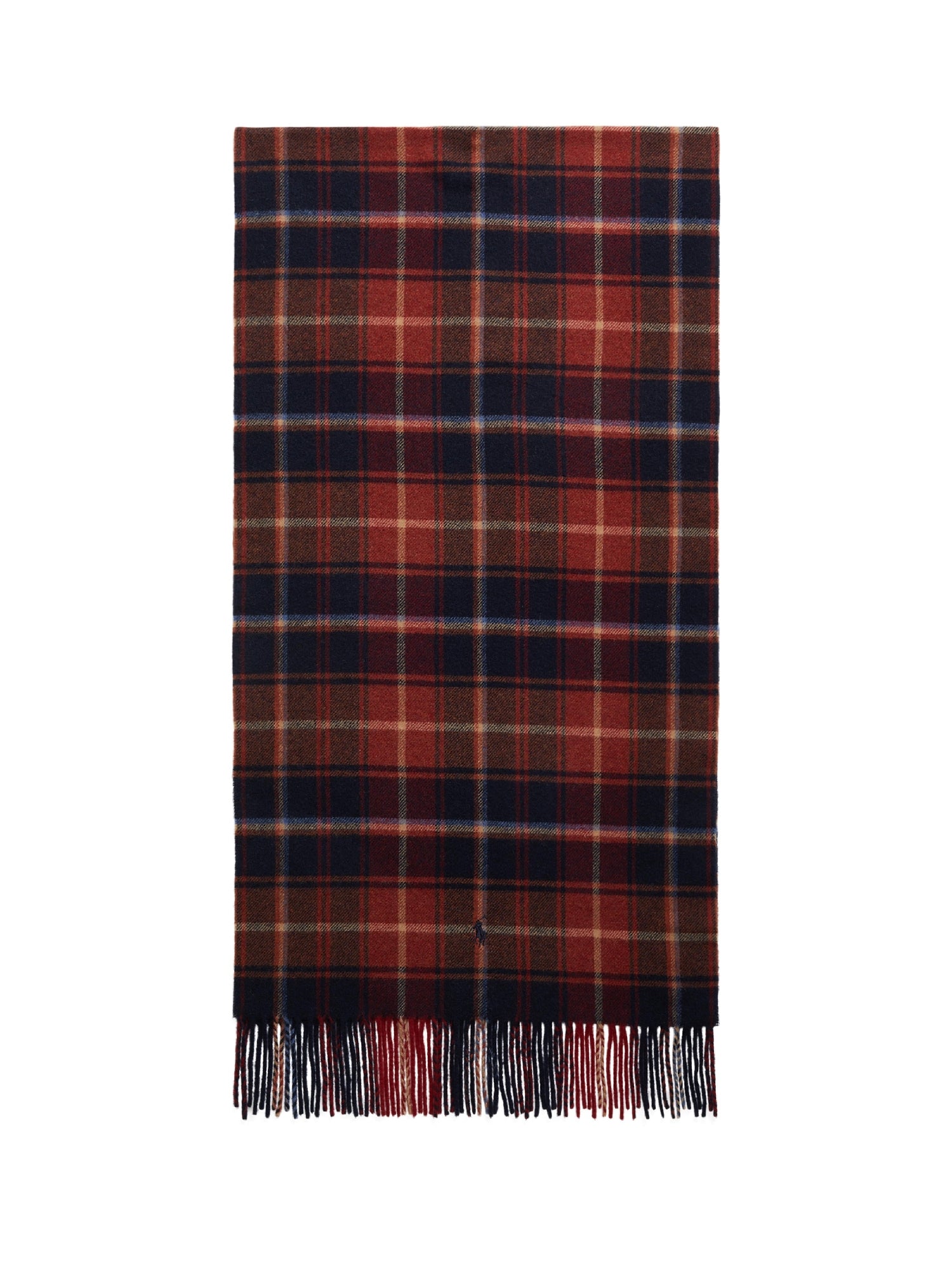 Écharpe écossaise frange en laine et cachemire mélangé - Red & Multicolore