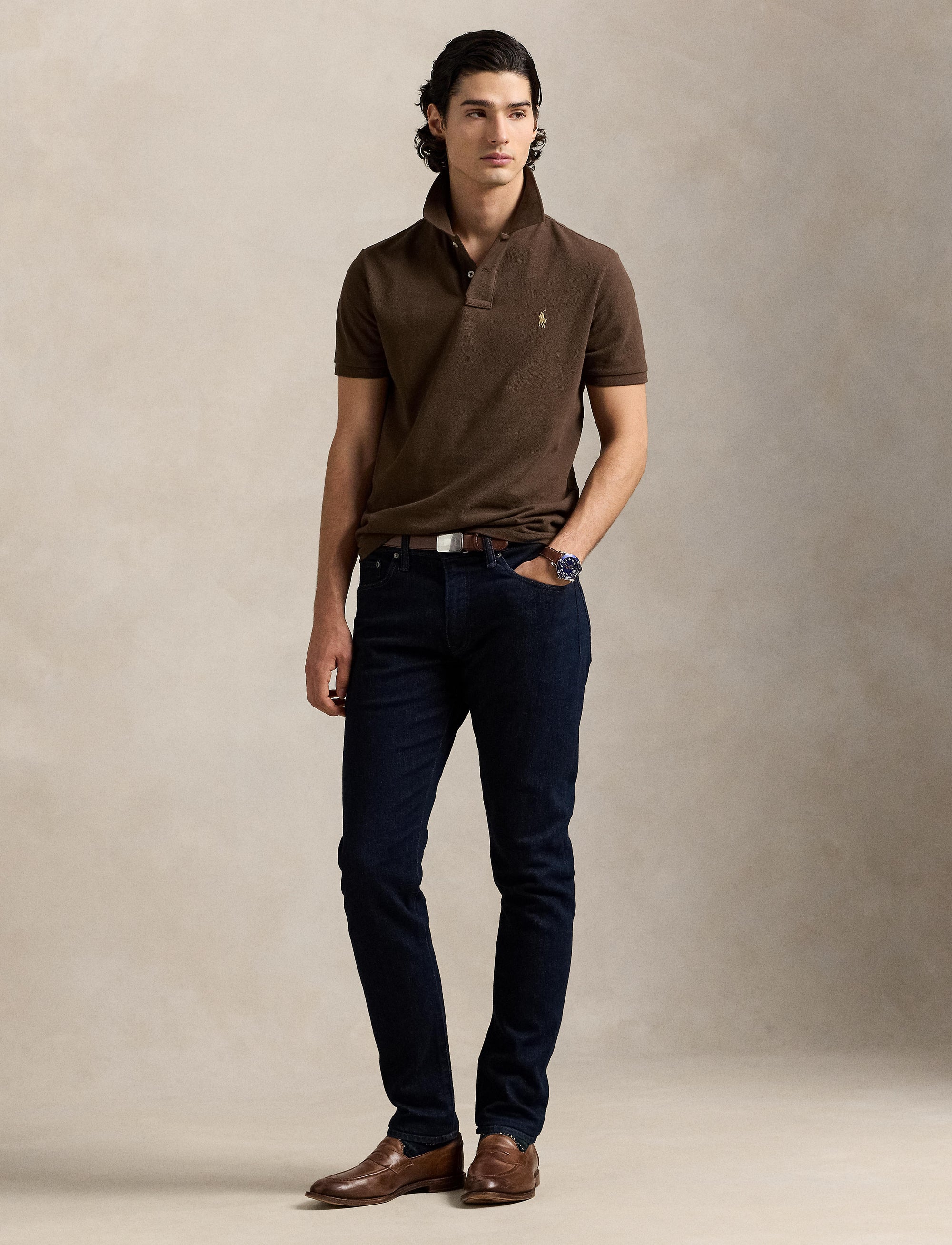 Polo coton piqué Slim Fit - Nutmeg Brown
