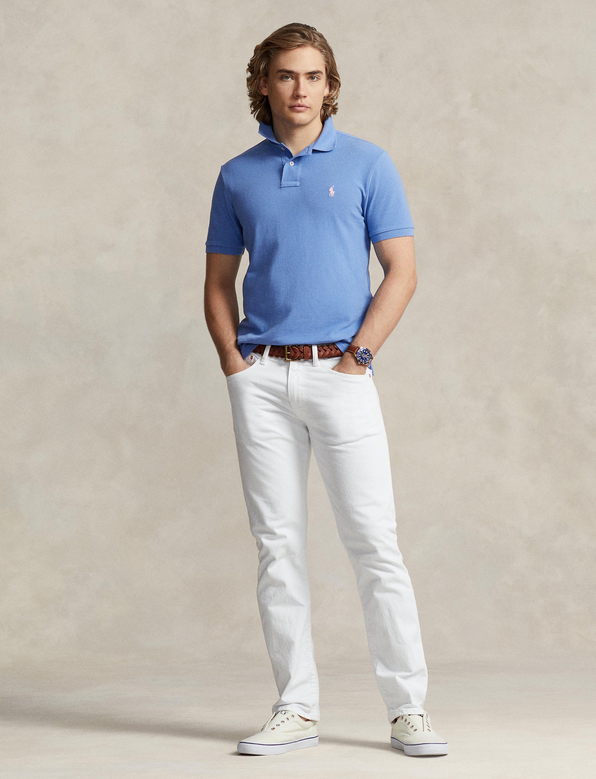 Polo coupe classique en coton piqué - New England Blue